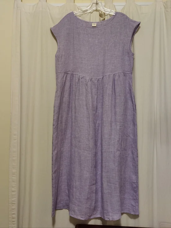 Lintico Linen Sleeveless Cap Shoulder Washed Maxi Dress Lilac Mini Gingham L - Picture 1 of 8